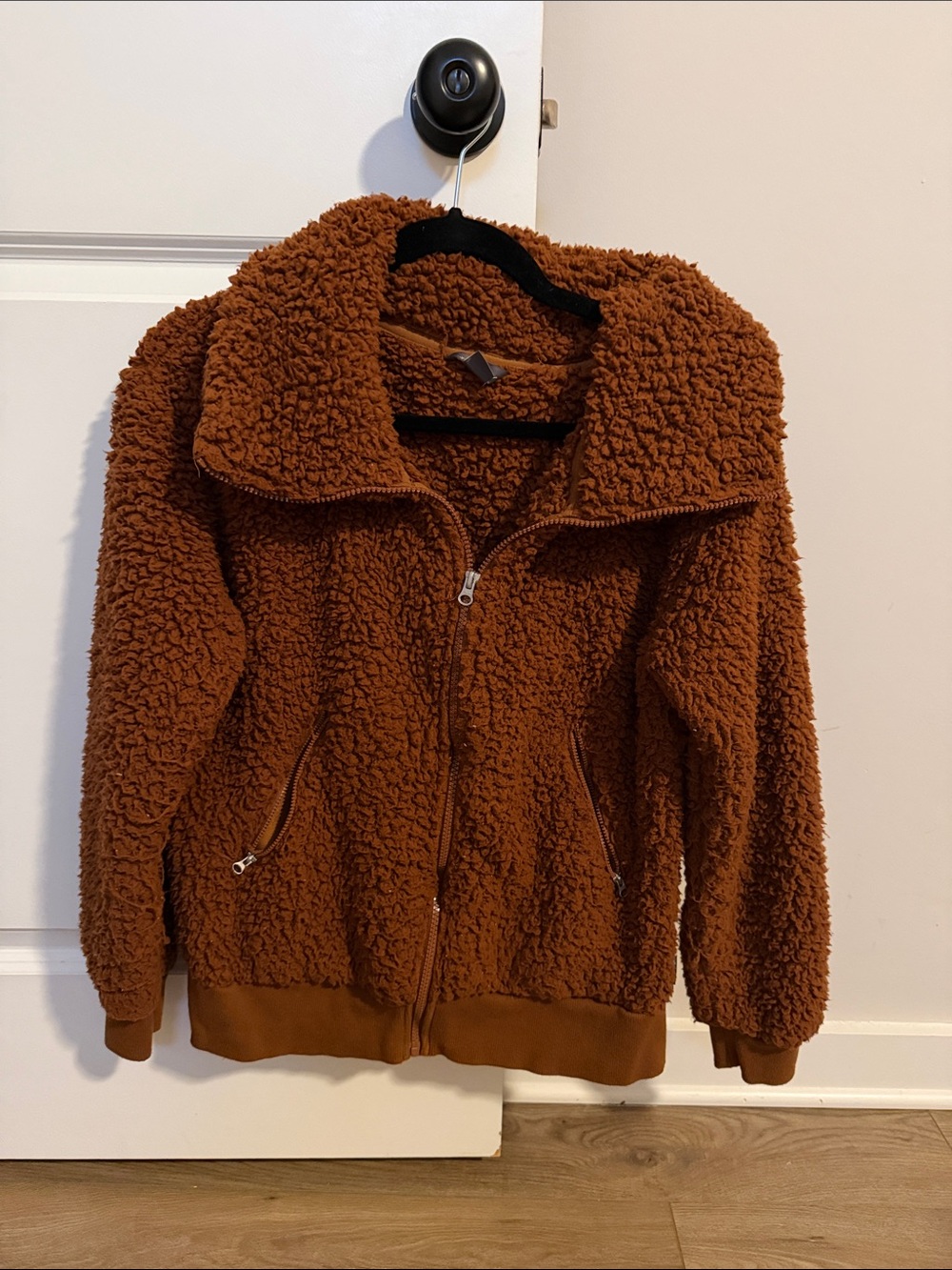 Eddie Bauer Rust Brown Teddy Sherpa Zip Jacket